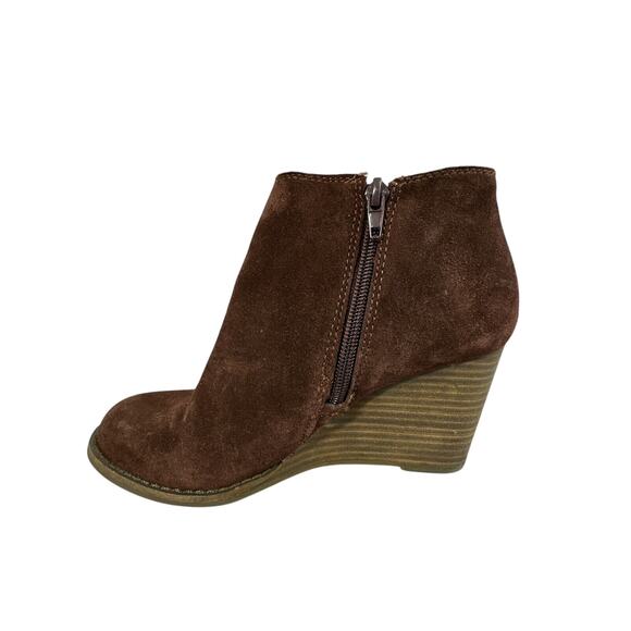 Lucky Brand Burgundy Suede Wedge Ankle Booties Boots LK YIMME 6.5 M - Picture 3 of 12